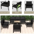 thumbnail image 3 of Kullavik  Aluminum Outdoor Patio Furniture with Curved Armrests & Firepit Table 8 seats w/FirePit - Black, 3 of 5