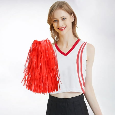 

2PCS Cheerleading Handheld Color Flower Sports Activities Performance Cheering Supplies Fan Shaped High Density Color Strips Handle Design Off