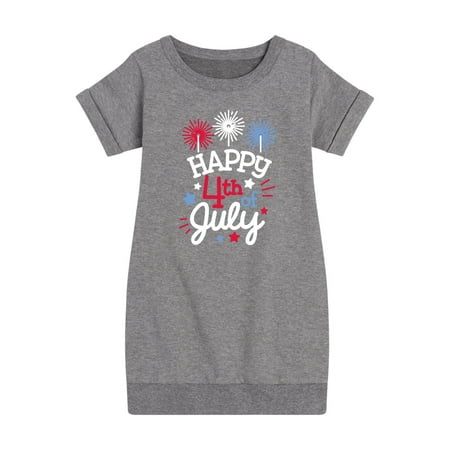 

Instant Message - Happy 4Th Of July - Toddler & Youth Girls Fleece Dress