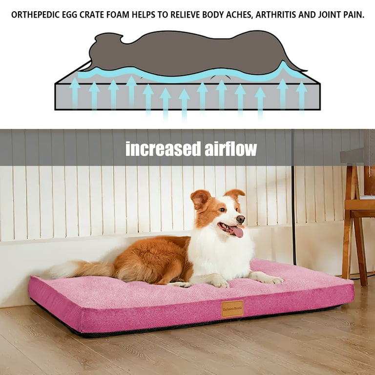Exclusivo Mezcla XL Orthopedic Pet Bed 48 X30 Egg Crate Foam Removable Cover Waterproof Pink Walmart