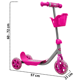 thumbnail image 3 of Scooter para Niños con Canastilla Tres Ruedas de Goma Manubrio Ajustable de 60 a 72 cm Soporta hasta 25 kg - Rosa, 3 of 5