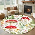 thumbnail image 3 of Spring Red Mushroom Round Area&nbsp;Rug 5ft Country Watercolor Green Leaf Yellow Flower Non-Slip&nbsp;Washable Circle Rugs Soft Felt Indoor Floor Mat for Bedroom Kitchen Living Room Bathroom, 3 of 9