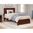 thumbnail image 2 of Twin Bed Frame with Footboard - Walnut Wood Platform Bed - Modern Farmhouse Style, 2 of 6