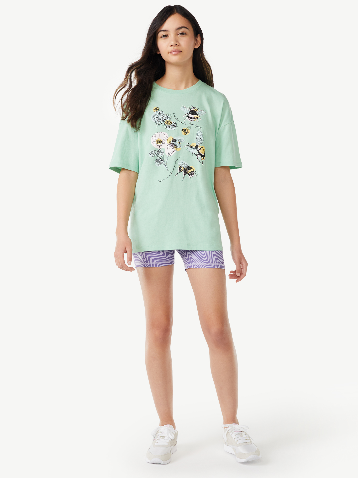 Free Assembly Girls Oversized Graphic Tee with Short Sleeves, Sizes 4-18 - image 2 of 5