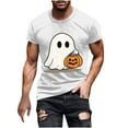 thumbnail image 2 of Mens Shirts Halloween Ghost Pumpkin T-shirt Short Sleeved Printed Round Neck Blouses White S T-shirts for Men, 2 of 5