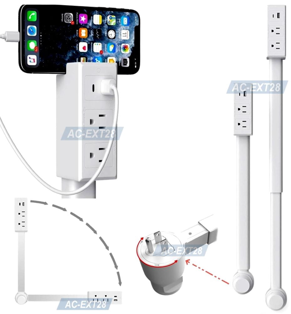 Electrical AC Outlet Extender Stick Getting Hard-to-Reach Outlets To Accessible Areas