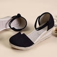 thumbnail image 5 of Mefallenssiah Womens Fermé Orteils Compensées Chaussures Plate-Forme Escarpin Mi Bas Talon Sandales en Toile Robe, 5 of 5