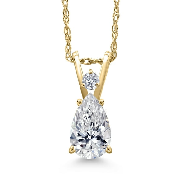 Gem Stone King 0.70 Ct IGI Certified Lab Grown Diamond Pendant Necklace for Women in 14K Yellow Gold | Pear Shape | D-E Color | VS1-VS2 Clarity | With 18 inch Gold Chain