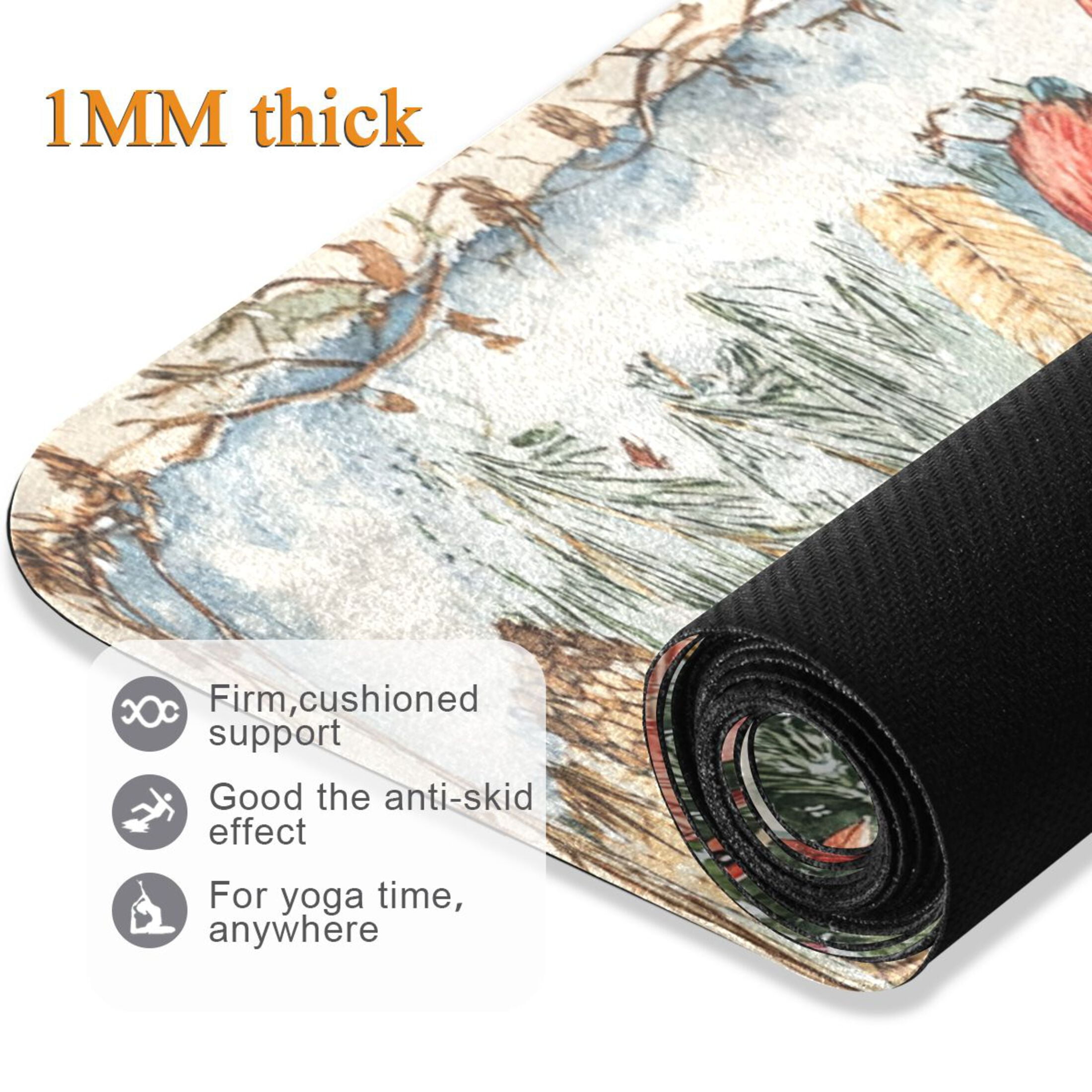 BZSMCE Yoga Mat Women Whimsical Snowman Painting Fitness Mat