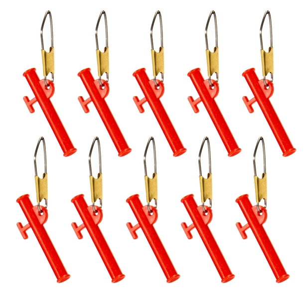 10 Pieces Fishing Snap String Hook Fish Release Clip Heavy-Duty Hooks  Bracket Tackle Accessories Equipment Large /Small Red/L（10pcs）