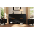 thumbnail image 2 of Noelse 3 Piece Bedroom Furniture Set, 6 Drawer Dresser with 2 Nightstands, Modern Wood Storage Organizer with Metal Handles for Bedroom, Living Room,Black, 2 of 12