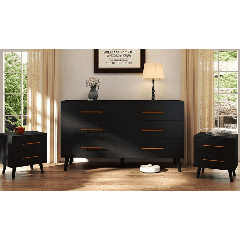 3 piece dresser set black Amazon.com: NOVAMAISON 3-Piece Fluted Black Dresser and Nightstand Set, 63 Wide Bedroom Dresser Set Night Stand Set of 2 with Metal Handle, Modern Wood Chest of Drawers Storage Dressers Set for Bedroom,