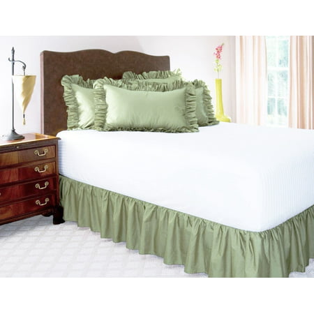 QUEEN SAGE GREEN Solid Bed Bedding Skirt Soft 100% Soft Smooth ...