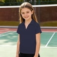 thumbnail image 2 of Gaexia Girls Athletic Solid Color Tee Breathable Workout Top For Play Comfortable Casual Shirt (Navy,11-12 Years), 2 of 7