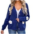 thumbnail image 2 of CaiJunJia Sweaters for Women No Boundaries Fall Winter Women's Button Cardigan Sweater Flower Embroidered Knitted Coat, 2 of 6