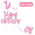 thumbnail image 4 of Pink Bow Half Birthday Cake Decorations, 25Pcs Gingham Bowknot Cake Topper Cupcake Toppers Pink Bow Glitter 1/2 Birthday Cake Decorations for Baby Girl Princess Half Bday Party Supplies, 4 of 7