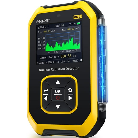 Geiger Détecteur de Radiation Nucléaire de Comptoir - FNIRSI Dosimètre de Radiation avec Écran LCD, Moniteur de Radiation Rechargeable Portable Bêta Gamma, 5 D