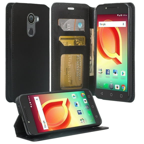 Galaxy Wireless USA Jitterbug Smart 2 2018 5.5" Faux Leather Flip Cell Phone Case with Kickstand for Jitterbug Smart 2, Black, 1 Count, 1 Pack