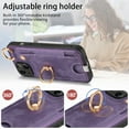 thumbnail image 2 of Allytech Wallet Case for iPhone 14, Support Car Mount, Luxury PU Leather Shockproof Anti-Fall 360° Finger Ring Stand Rotatable Kickstand Case with Magnetic Snap & Card Slots - Purple, 2 of 8