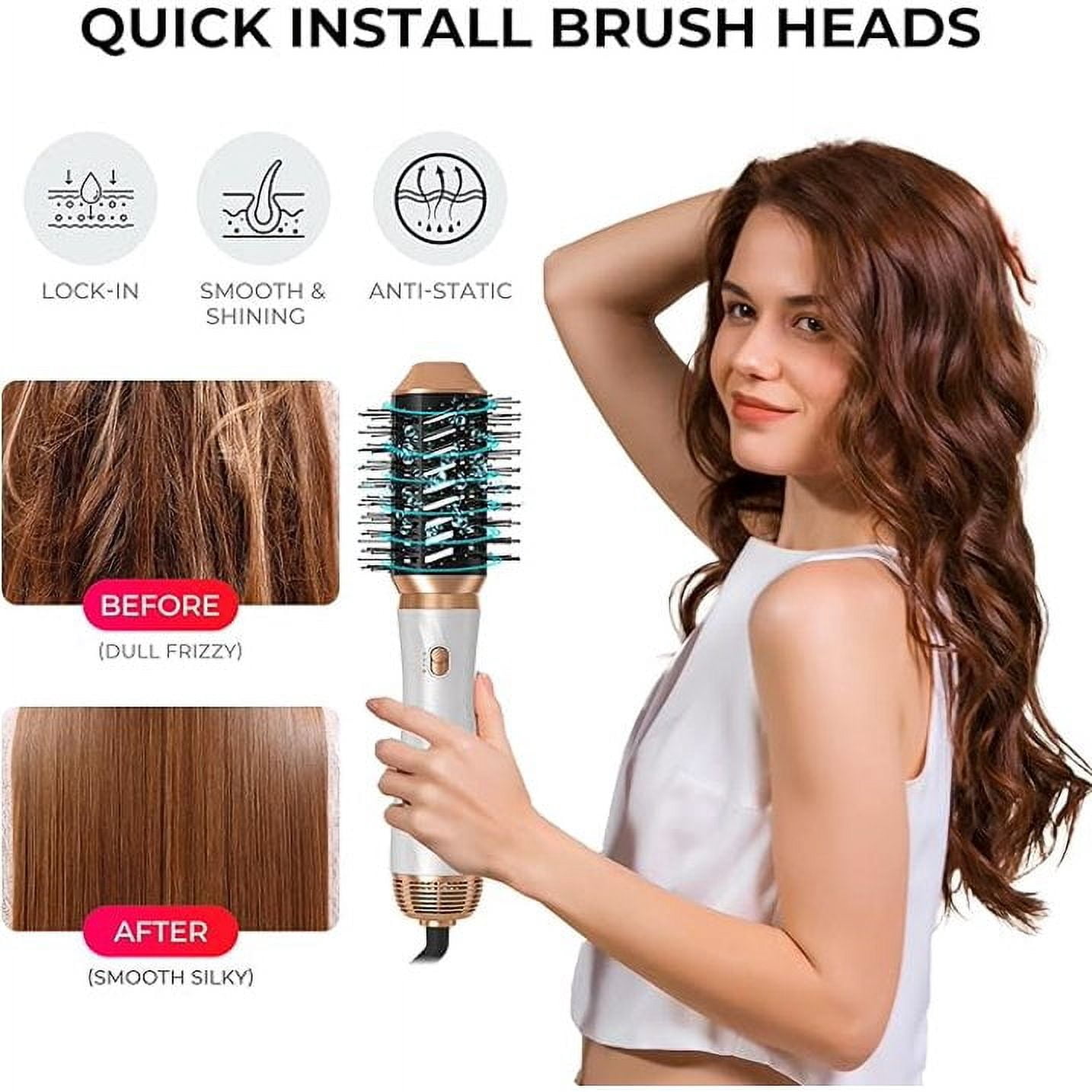 2025 latest 6-in-1 Magic Wand! Salon Blow Dry Brush & Curler Combo - Get Frizz-Free, Voluminous Styles at Home (Travel-Friendly!) (Black)