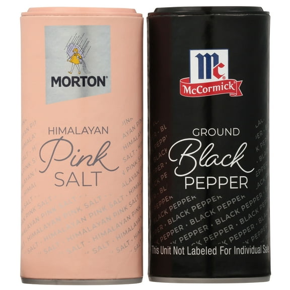 Morton Himalayan Pink Salt & McCormick Ground Pepper Shaker Set of 2, 5.25 oz