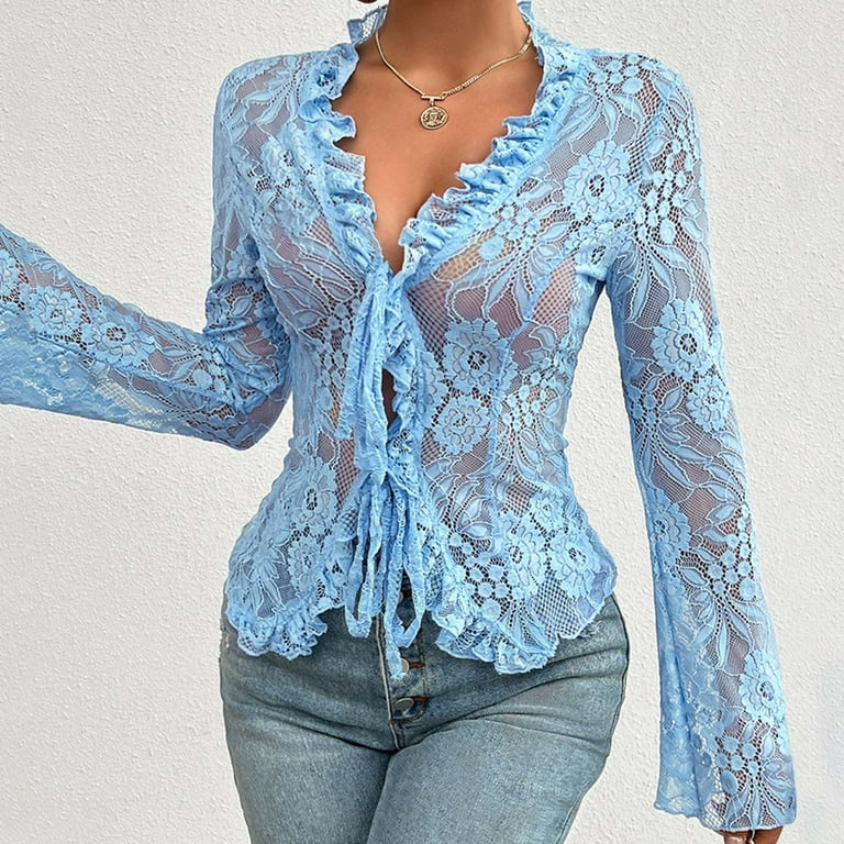 トップス andmary Frill lacy tops ANDMARY】Frill lacy tops