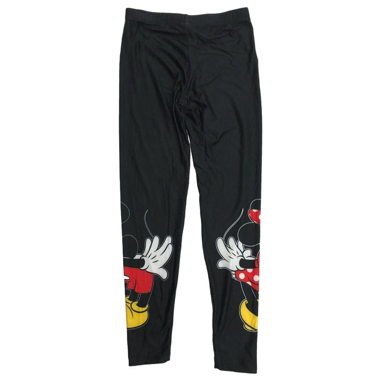 Disney Womens (Jrs) Black Mickey & Minnie Mouse Leggings Stretch Pants  X-Large