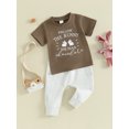 thumbnail image 4 of Baby Boy Easter Outfit, Short Sleeve Crew Neck Letters Rabbit Print T-shirt with Elastic Waist Sweatpants 2-piece Outfit, 4 of 10