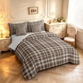 thumbnail image 2 of Manfei Vintage Plaid 7pcs Queen Bedding,Retro Grid Bedding Comforter Set Queen,Brown White,Light Gray Reversible, 2 of 7