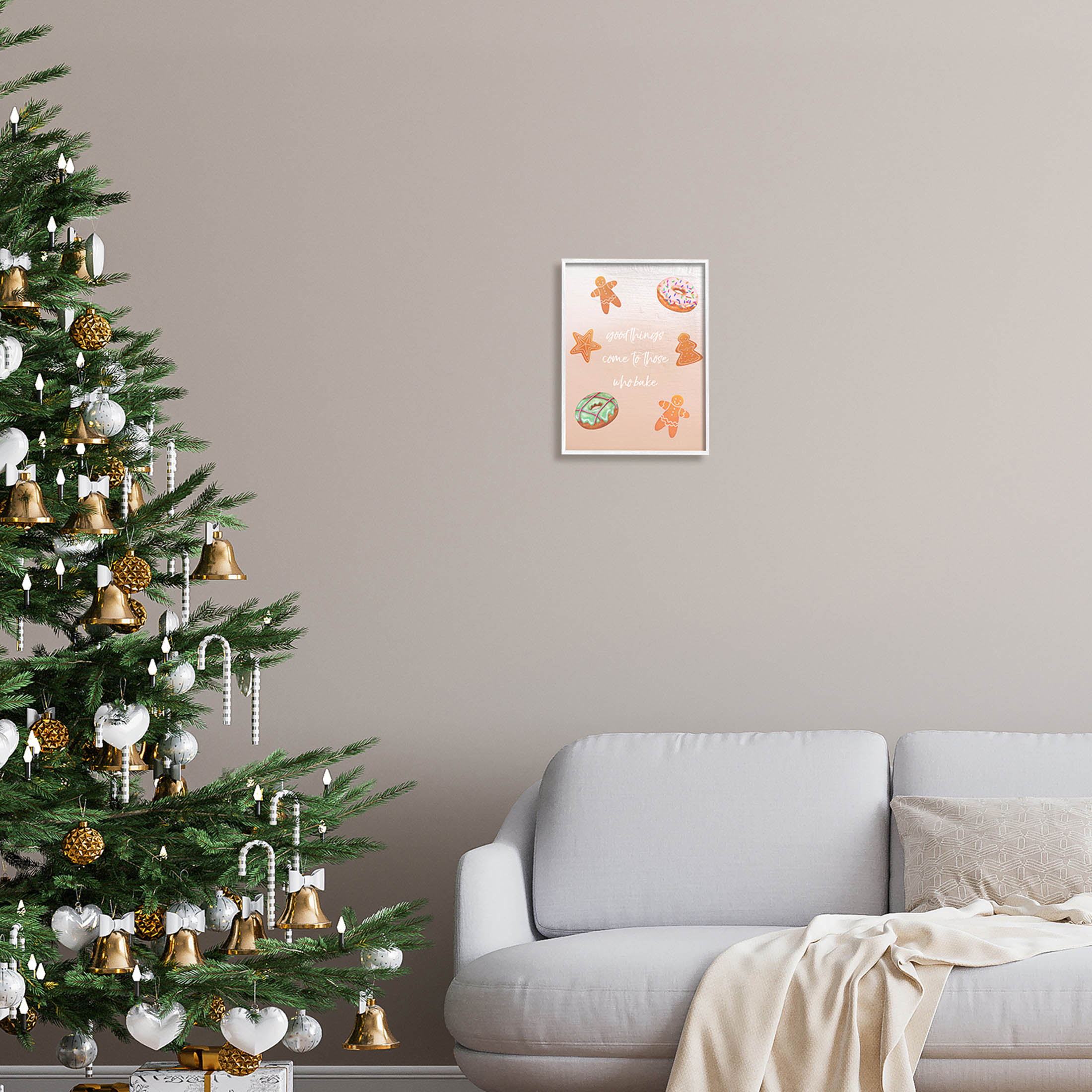 Those Who Bake Holiday Cookies Holiday Graphic Art White Framed Art Print Wall Art