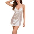 thumbnail image 2 of Taylonsss Womens Nightdress Adjustable Strap Imitation Silk Lace shape Solid Color Comfort Home Sleepwear, 2 of 8