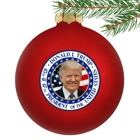 Christmas Trump Ornaments - President Glass Ball Ornament - 45-47 Christmas Ornament Tree Decoration Funny Gag Gifts for President Donald Trump Merchandise Supporters