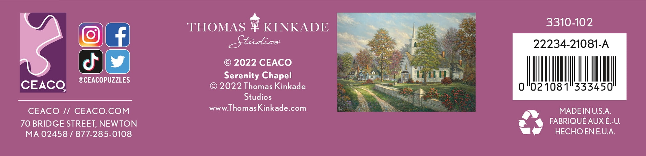 Ceaco - Thomas Kinkade - Serenity Chapel - 1000 Piece Interlocking Jigsaw Puzzle
