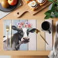 thumbnail image 2 of Farmhouse Cow Placemats Set of 4, Spring Floral Farm Animal Wooden Placemats for Dining Table, Place Mats for Kitchen Tabletop, Waterproof Wipeable Dining Table Mats Set, 2 of 9