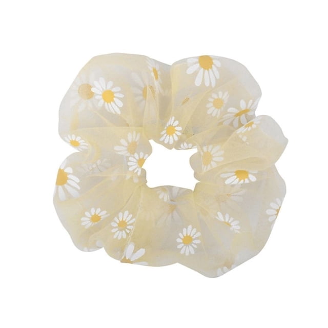 Elastic Hair Scrunchies Hair Elastic Scrunchy Soft Hair Scrunchies Elastic Hair Bands Scrunchy Hair Scrunchies Elastic Soft Gauze Daisy Pattern Large Intestine Hair Bands Hair
