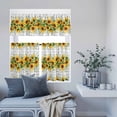 thumbnail image 6 of 3 Piece Kitchen Curtains and Valances Set Sunflower Plaid Cafe Curtains 36 Inch Length Retro Yellow Green Floral Leaf Grey Valance & Tier Curtain for Living Room Bedroom Window 54"x18"+27"x36"*2, 6 of 6