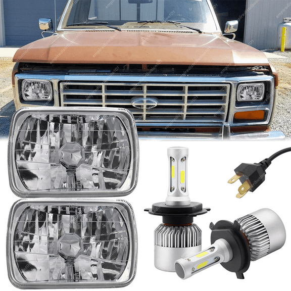 Pair For 1976-1986 Ford F150 F-150 Pickup 7x6 5x7" LED Headlights Hi/Lo Beam S  