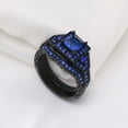 thumbnail image 6 of Matching Ring Couple Rings Black Plated 1CT Blue CZ Wedding Ring Sets Titanium Male Ring, 6 of 7