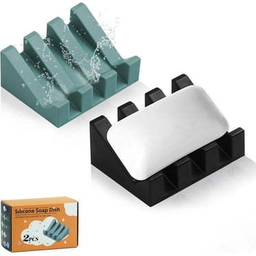 Silicone Soap Dish for Bar Soap Holder for Shower Bathroom Self Draining Waterfall Drying Tray Keep Soap Bars Dry Clean & Easy Cleaning