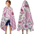 thumbnail image 3 of Pioneer Flower Floral Print Pattern Hooded Bath Towel，60"x35" for Ages 3 To 12 Kids, Quick Dry Lightweight Soft Microfiber Hood Beach Towel Cover Up for Kids, 3 of 7