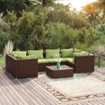 thumbnail image 1 of vidaXL 7 Piece Garden Lounge Set with Cushions Poly Rattan Brown, 1 of 5