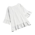 thumbnail image 7 of Mittory Women's Peplum Tops 3/4 Lantern Sleeve Crewneck Loose Babydoll Shirt Blouse, 7 of 7