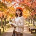 thumbnail image 5 of Jiibva Handmade Kawaii Beret Cartoon Beret Hat Green Leaves Fruit Berets French Style Beret Hats Cute Fruit Painter Hat Lolita Mori Cap for Women, 5 of 7