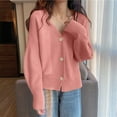 thumbnail image 4 of Uootdi Cardigan Sweaters for Women V Neck Oversized Lightweight Crop Solid Button Down Knit Gift Long Sleeve Open Front Sweater, 4 of 6