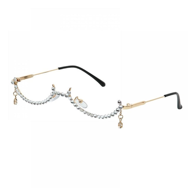 Gafas de sol de media montura con colgante de estrella y diamantes de imitación, gafas de sol de ojo de gato