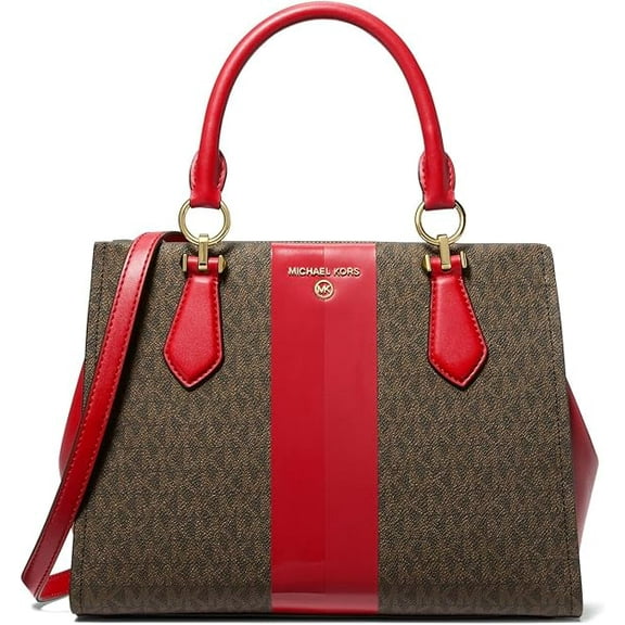 Michael Kors Medium Monogram Satchel Bag - Crimson