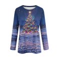 thumbnail image 6 of KICILVS Womens Christmas Tops Glowing Tree Print Long Sleeve Crew Neck T Shirt Casual Holiday Blouse for Christmas Day Outfits, 6 of 8