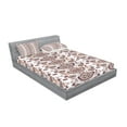 thumbnail image 2 of Ambesonne Vintage Fitted Sheet & Pillow Sham Set, Floral Hippie Design, Queen, White Brown Grey, 2 of 2