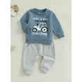 thumbnail image 5 of Elippeo Baby Boy Fall Outfits Long Sleeve Tractor Graphic Tops + Pants Set Toddler Warm Clothes 6 12 18 24 Months 3 4 5 Years, 5 of 9