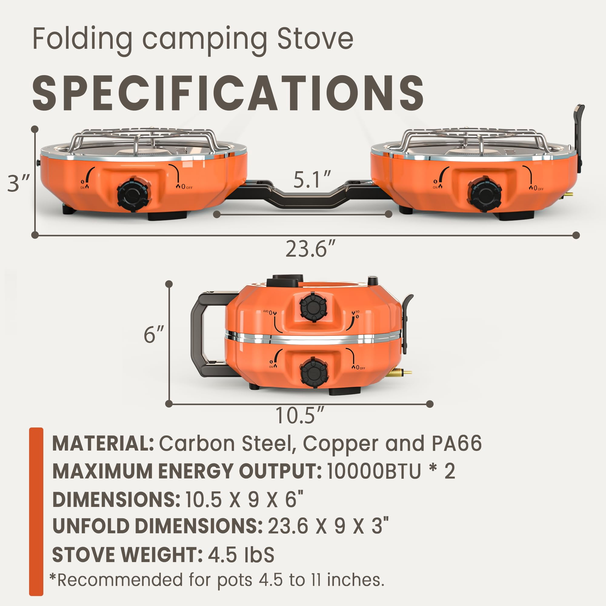20 000 Btus 2 Burner Propane Camping Stove  Portable Folding Camp With Adjustable Burners Regulator And Carrying Bag Dual Gas Stoves Easy Handle For Tailgating Bbq